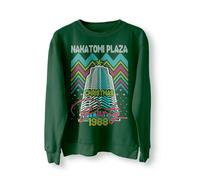 Nakatomi Plaza Party 1988 Pull de Noël, pull moche, sweat-shirt de Noël, couleurs festives, Noël drôle des années 80 Die Movie Bruce, rétro, vert bouteille, L