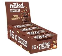 Nākd. Protein Cacao Noisette | Barres Protéinées | 7g de Protéines Végétales | 100% d'Ingrédients Naturels | Sans Sucres Ajoutés | Vegan | 16 x 45g | 720g