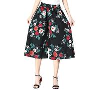 NAKEAH Jupe-Culotte plissée en Mousseline de Soie pour Femmes, Taille Haute élastique, Jambes Larges, Jupe-Culotte Taille Haute élastique pour Femmes avec Poches (One Size,C)