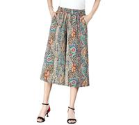 NAKEAH Jupe-Culotte plissée en Mousseline de Soie pour Femmes, Taille Haute élastique, Jambes Larges, Jupe-Culotte Taille Haute élastique pour Femmes avec Poches (One Size,B)
