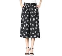 NAKEAH Jupe-Culotte plissée en Mousseline de Soie pour Femmes, Taille Haute élastique, Jambes Larges, Jupe-Culotte Taille Haute élastique pour Femmes avec Poches (One Size,E)