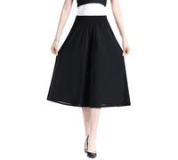 NAKEAH Jupe-Culotte plissée en Mousseline de Soie pour Femmes, Taille Haute élastique, Jambes Larges, Jupe-Culotte Taille Haute élastique pour Femmes avec Poches (One Size,F)
