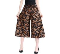 NAKEAH Jupe-Culotte plissée en Mousseline de Soie pour Femmes, Taille Haute élastique, Jambes Larges, Jupe-Culotte Taille Haute élastique pour Femmes avec Poches (One Size,G)