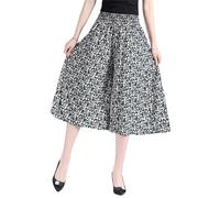 NAKEAH Jupe-Culotte plissée en Mousseline de Soie pour Femmes, Taille Haute élastique, Jambes Larges, Jupe-Culotte Taille Haute élastique pour Femmes avec Poches (One Size,H)