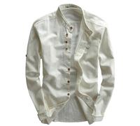 NAKEAH Soulona Katana Chemise en lin de qualité supérieure de style japonais Katana pour homme, Blanc., XXL