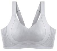 NAKEAH Soutien-gorge push-up sans armatures et non marquant pour la peau, soutien-gorge sans armatures pour la peau, soutien-gorge d'été fin sans couture, gris, L