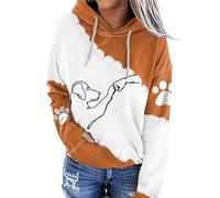NAKEAH Sweat à capuche à manches longues avec cordon de serrage pour femme, Orange, XL