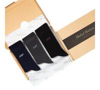 Naked Nation Luxe Chaussettes en Bambou, Confortables Lot de 3 Paires Avec Coffret Cadeau Pour Hommes Et Femmes, Super Douces Et Respirantes, Tailles 41-46, Multicolore sombre