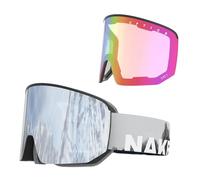 NAKED Optics The NOVA Masque de Ski Homme, Lunettes de Ski Femme, Masque de Snowboard (NOVA Slate, + verre mauvais temps inclus)