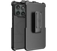 Nakedcelllphone Combo Coque de téléphone pour Motorola Edge 2025, étui robuste et clip ceinture (compatible avec MagSafe) - Design en fibre de carbone