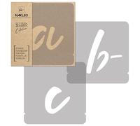 NAKLEO Alphabet Pochoirs pour Peinture 42 Pcs, 10cm Lettres & Chiffres Handwriting Petit, Modèle en Plastique, Réutilisable, DIY Bricolage Artisanat Décoration a Peindre, Mur Bois Tissu Meuble