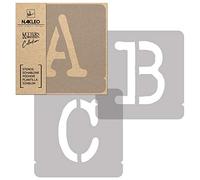 NAKLEO Alphabet Pochoirs pour Peinture 42 Pcs, 10cm Lettres & Chiffres Typewriter Capital, Modèle en Plastique, Réutilisable, DIY Bricolage Artisanat Décoration a Peindre, Mur Bois Tissu Meuble