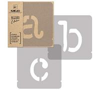 NAKLEO Alphabet Pochoirs pour Peinture 42 Pcs, 7cm Lettres & Chiffres Typewriter Petit, Modèle en Plastique, Réutilisable, DIY Bricolage Artisanat Décoration a Peindre, Mur Bois Tissu Meuble