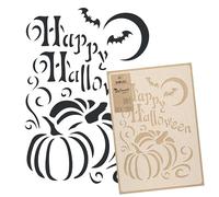NAKLEO Halloween Pochoir pour Peinture Grand Format 43x64cm, Modèle en Plastique et Réutilisable, Citrouille Chauve-Souris Lune, DIY Bricolage Artisanat Décoration a Peindre, Mur Bois Tissu Mueble