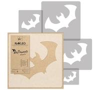 NAKLEO Halloween Pochoirs de Peinture, 5 pièces 9x9 à 34x34cm Chauve-Souris, Modèle de Dessin en Plastique et Réutilisables, DIY Bricolage Décoration Chambre, Mur Meubles Papier
