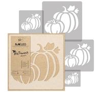 NAKLEO Halloween Pochoirs de Peinture, 5 pièces 9x9 à 34x34cm Citrouille Feuille, Modèle de Dessin en Plastique et Réutilisables, DIY Bricolage Décoration Chambre, Mur Meubles Papier