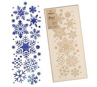 NAKLEO Noël Pochoir pour Peintue 21x45cm, Plastique et Réutilisable, Flocons Neige Bordur Modèle de Neige Artificielle et Peindre, DIY Bricolage Artisanat Décoration, Fenêtre Mur Porte Bois