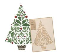 NAKLEO Noël Pochoir pour Peintue 30x42cm, Plastique et Réutilisable, Arbre Noël Hiver Modèle de Neige Artificielle et Peindre, DIY Bricolage Artisanat Décoration, Fenêtre Mur Porte Bois