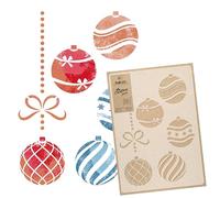 NAKLEO Noël Pochoir pour Peintue 30x42cm, Plastique et Réutilisable, Boule Noël Hiver Modèle de Neige Artificielle et Peindre, DIY Bricolage Artisanat Décoration, Fenêtre Mur Porte Bois