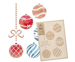 NAKLEO Noël Pochoir pour Peintue 30x42cm, Plastique et Réutilisable, Boule Noël Hiver Modèle de Neige Artificielle et Peindre, DIY Bricolage Artisanat Décoration, Fenêtre Mur Porte Bois