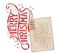 NAKLEO Noël Pochoir pour Peintue 43x64cm, Plastique et Réutilisable, Joyeux Noël Vacances Modèle de Neige Artificielle et Peindre, DIY Bricolage Artisanat Décoration, Fenêtre Mur Porte Bois