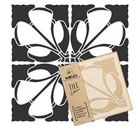 NAKLEO Pochoir à Carreaux pour Peinture 10x10cm, Modèle en Plastique et Réutilisable, Frontera Art Nouveau Déco Fleur Marocain, DIY Bricolage Décoration, Pavé Blocs Béton Sol Mur