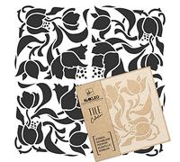 NAKLEO Pochoir à Carreaux pour Peinture 10x10cm, Modèle en Plastique et Réutilisable, Frontera Art Nouveau Déco Fleur Marocain, DIY Bricolage Décoration, Pavé Blocs Béton Sol Mur