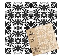 NAKLEO Pochoir à Carreaux pour Peinture 10x10cm, Modèle en Plastique et Réutilisable, Isna Espagnol Floral Mauresque Marocain, DIY Bricolage Décoration, Pavé Blocs Béton Sol Mur