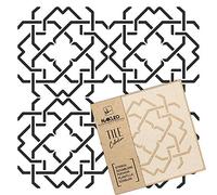 NAKLEO Pochoir à Carreaux pour Peinture 10x10cm, Modèle en Plastique et Réutilisable, Mazara Espagnol Lignes Mauresque Marocain, DIY Bricolage Décoration, Pavé Blocs Béton Sol Mur