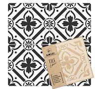 NAKLEO Pochoir à Carreaux pour Peinture 10x10cm, Modèle en Plastique et Réutilisable, Romeira Espagnol Floral Fleur Marocain, DIY Bricolage Décoration, Pavé Blocs Béton Sol Mur