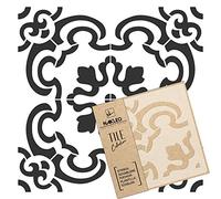 NAKLEO Pochoir à Carreaux pour Peinture 15x15cm, Modèle en Plastique et Réutilisable, Enna Espagnol Floral Mauresque Marocain, DIY Bricolage Décoration, Pavé Blocs Béton Sol Mur