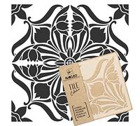 NAKLEO Pochoir à Carreaux pour Peinture 15x15cm, Modèle en Plastique et Réutilisable, Frontera Art Nouveau Déco Fleur Marocain, DIY Bricolage Décoration, Pavé Blocs Béton Sol Mur