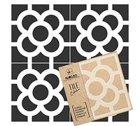 NAKLEO Pochoir à Carreaux pour Peinture 15x15cm, Modèle en Plastique et Réutilisable, Ravenna Trèfle Fleur Marocain, DIY Bricolage Décoration, Pavé Blocs Béton Sol Mur