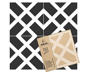 NAKLEO Pochoir à Carreaux pour Peinture 15x15cm, Modèle en Plastique et Réutilisable, Soria Carré Rectangle Ligne Marocain, DIY Bricolage Décoration, Pavé Blocs Béton Sol Mur