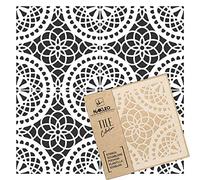 NAKLEO Pochoir à Carreaux pour Peinture 20x20cm, Modèle en Plastique et Réutilisable, Tobera Traditionnel Cercle Dentelle Marocain, DIY Bricolage Décoration, Pavé Blocs Béton Sol Mur