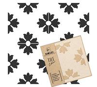 NAKLEO Pochoir à Carreaux pour Peinture 20x20cm, Modèle en Plastique et Réutilisable, Turiz Espagnol Floral Fleur Marocain, DIY Bricolage Décoration, Pavé Blocs Béton Sol Mur