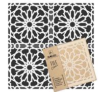 NAKLEO Pochoir à Carreaux pour Peinture 20x20cm, Modèle en Plastique et Réutilisable, Vilar Espagnol Mauresque Étoile Marocain, DIY Bricolage Décoration, Pavé Blocs Béton Sol Mur