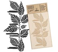 NAKLEO Pochoir de Bordure pour Peinture Murale 21x45cm, Modèle en Plastique, Réutilisable, Branche Bouleau Argenté, DIY Bricolage Artisanat Décoration a Peindre, Tissu Mueble Bois