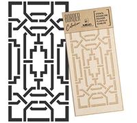 NAKLEO Pochoir de Bordure pour Peinture Murale 21x45cm, Modèle en Plastique, Réutilisable, Chinois Balustrade Géométrique, DIY Bricolage Artisanat Décoration a Peindre, Tissu Mueble Bois