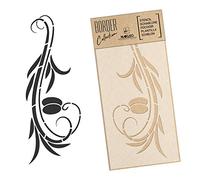 Nakleo Pochoir de Bordure pour Peinture Murale 21x45cm, Modèle en Plastique, Réutilisable, Olive Leave Fleuri, DIY Bricolage Artisanat Décoration a Peindre, Tissu Mueble Bois