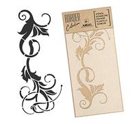 NAKLEO Pochoir de Bordure pour Peinture Murale 21x45cm, Modèle en Plastique, Réutilisable, Ornement Tourbillon Floral, DIY Bricolage Artisanat Décoration a Peindre, Tissu Mueble Bois