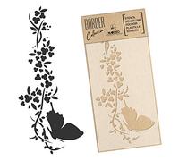 Nakleo Pochoir de Bordure pour Peinture Murale 45x95cm, Grand Format Modèle en Plastique, Réutilisable, Papillon Fleuri Printemps, DIY Bricolage Artisanat Décoration a Peindre, Tissu Mueble Bois