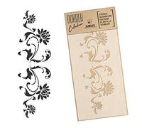 Nakleo Pochoir de Bordure pour Peinture Murale 45x95cm, Grand Format Modèle en Plastique, Réutilisable, Floraison Ornement Fleur, DIY Bricolage Artisanat Décoration a Peindre, Tissu Mueble Bois