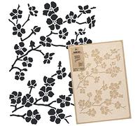 NAKLEO Pochoir de Fleurs pour Peinture Murale Grand Format 43x64cm, Modèle en Plastique et Réutilisable, Cerise Fleurs Arbre Sakura, DIY Bricolage Artisanat Décoration a Peindre, Bois Tissu Mueble