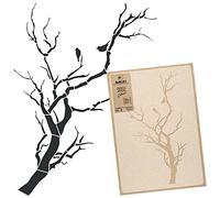 NAKLEO Pochoir de Fleurs pour Peinture Murale Grand Format 43x64cm, Modèle en Plastique et Réutilisable, Floral Arbre Bifurquer Oiseau, DIY Bricolage Artisanat Décoration a Peindre, Bois Tissu Mueble