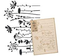 NAKLEO Pochoir de Fleurs pour Peinture Murale Grand Format 43x64cm, Modèle en Plastique et Réutilisable, Prairie Fleur Floral Nature, DIY Bricolage Artisanat Décoration a Peindre, Bois Tissu Mueble