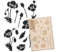 NAKLEO Pochoir de Fleurs pour Peinture Murale Grand Format 59x95cm, Modèle en Plastique et Réutilisable, Fleur Coquelicot Plante, DIY Bricolage Artisanat Décoration a Peindre, Bois Tissu Mueble