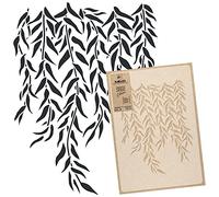 NAKLEO Pochoir de Fleurs pour Peinture Murale Grand Format 59x95cm, Modèle en Plastique et Réutilisable, Larmes Saule Feuilles, DIY Bricolage Artisanat Décoration a Peindre, Bois Tissu Mueble