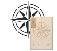 NAKLEO Pochoir Géométrique pour Peinture Murale Grand Format Diamètre 39 cm - M, Modèle en Plastique et Réutilisable, Boussole Vent Rose, DIY Bricolage Artisanat Décoration, Bois Tissu Mueble