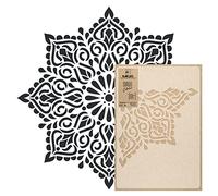 NAKLEO Pochoir Mandala pour Peinture Murale Grand Format Diamètre 105 cm - XL, Modèle en Plastique et Réutilisable, Carré Hindou Géométrique, DIY Bricolage Artisanat Décoration, Bois Tissu Mueble